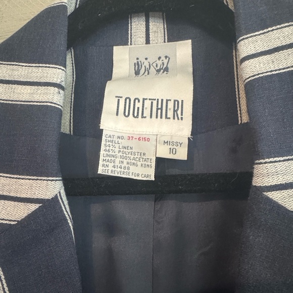 Together Navy and Cream Striped Blazer - Picture 3 of 9